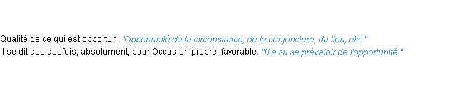 Définition opportunité ACAD 1835