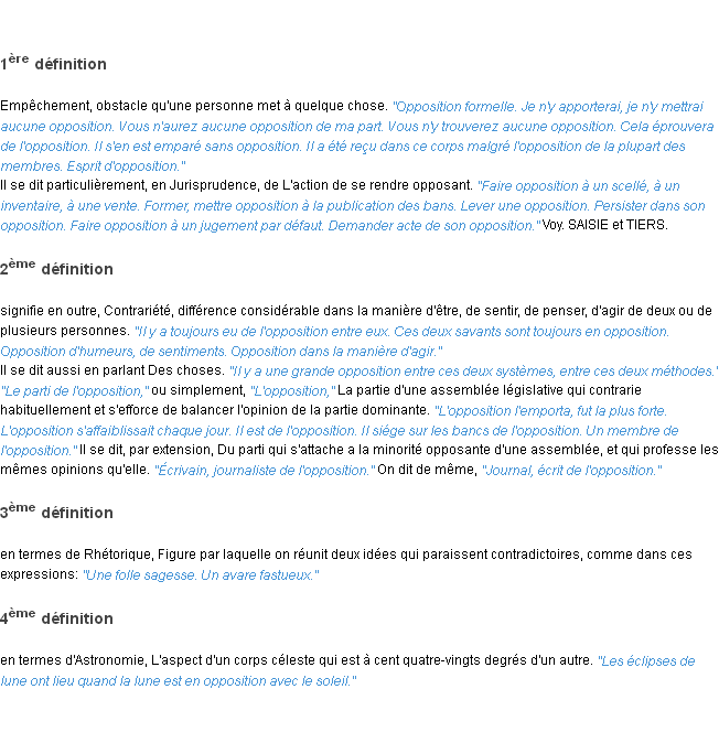 Définition opposition ACAD 1835