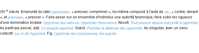 Définition opprimer ACAD 1986