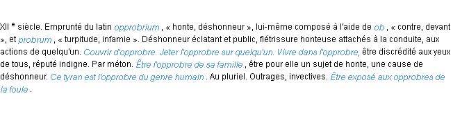 Définition opprobre ACAD 1986