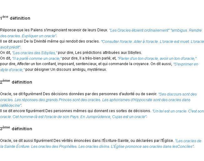Définition oracle ACAD 1798