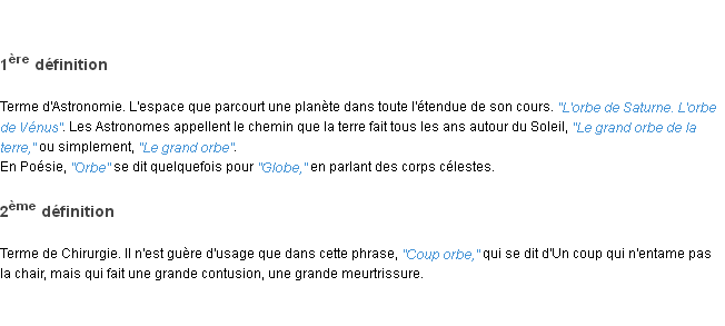 Définition orbe ACAD 1798