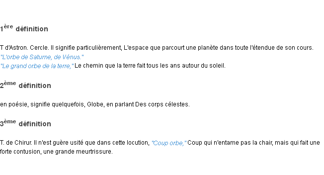 Définition orbe ACAD 1835