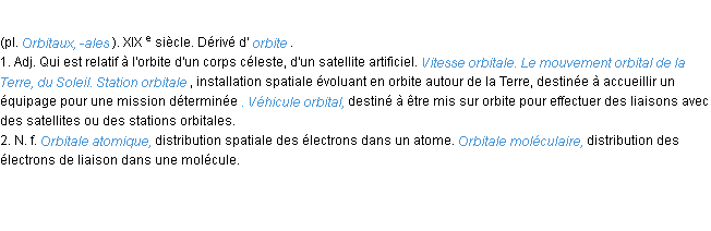 Définition orbital ACAD 1986