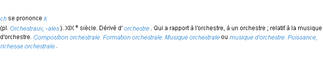 Définition orchestral ACAD 1986