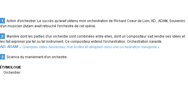Définition orchestration Emile Littré