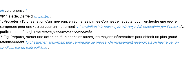 Définition orchestrer ACAD 1986