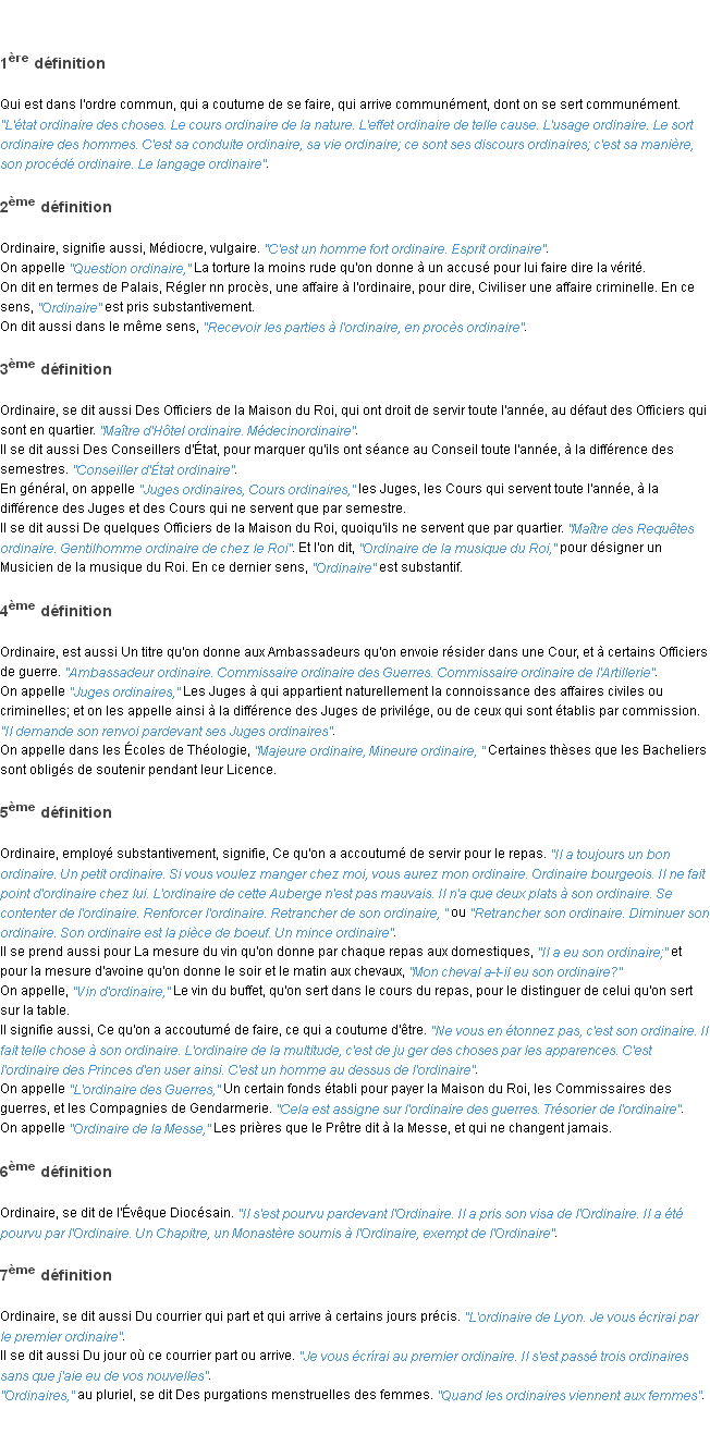 Définition ordinaire ACAD 1798