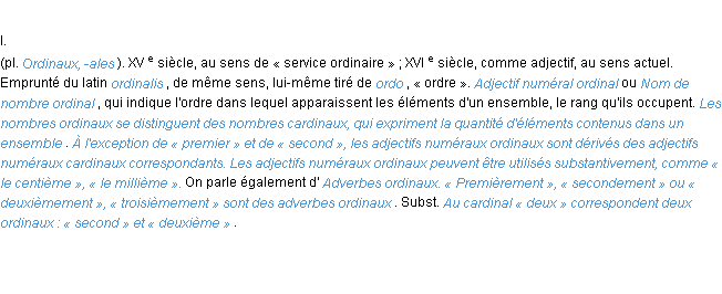 Définition ordinal ACAD 1986