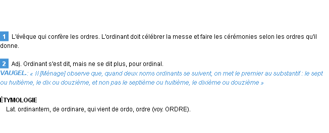 Définition ordinant Emile Littré