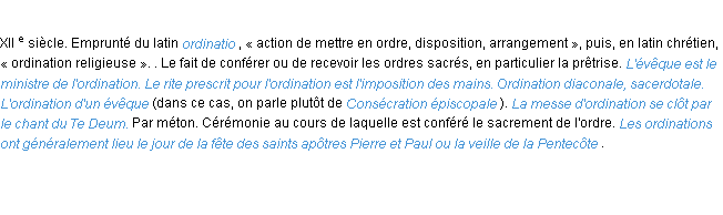 Définition ordination ACAD 1986