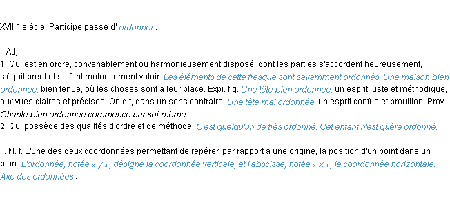 Définition ordonné ACAD 1986