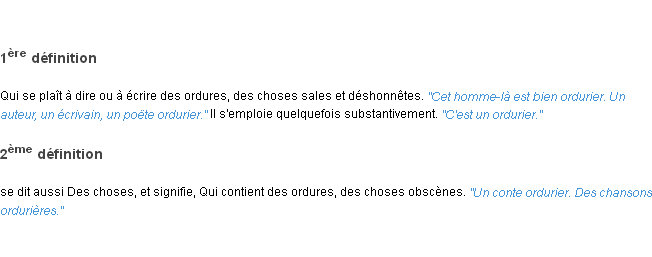 Définition ordurier ACAD 1835
