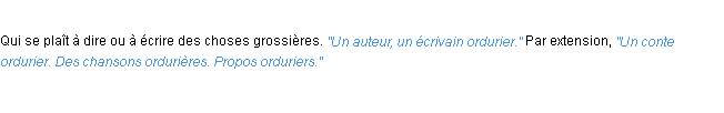 Définition ordurier ACAD 1932