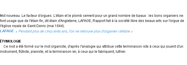 Définition organier Emile Littré