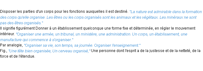 Définition organiser ACAD 1932