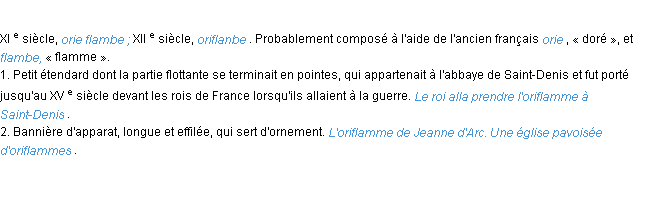 Définition oriflamme ACAD 1986