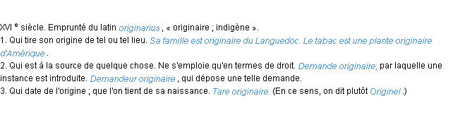 Définition originaire ACAD 1986