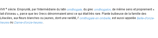 Définition ornithogale ACAD 1986