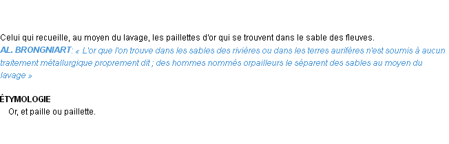 Définition orpailleur Emile Littré