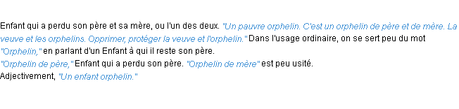 Définition orphelin ACAD 1932