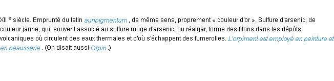 Définition orpiment ACAD 1986