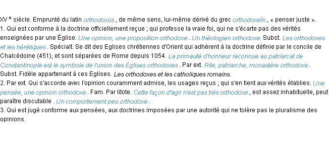 Définition orthodoxe ACAD 1986