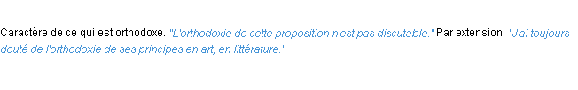 Définition orthodoxie ACAD 1932