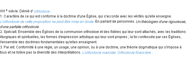 Définition orthodoxie ACAD 1986