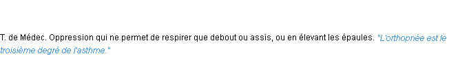 Définition orthopnée ACAD 1835