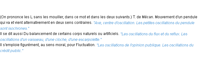 Définition oscillation ACAD 1835