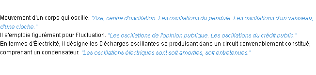 Définition oscillation ACAD 1932