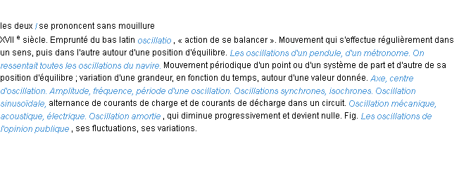 Définition oscillation ACAD 1986