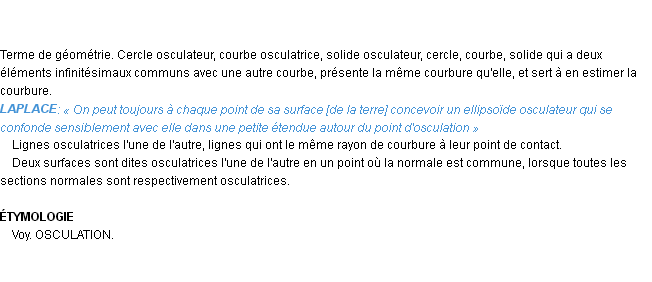 Définition osculateur Emile Littré