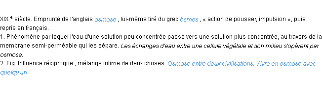 Définition osmose ACAD 1986