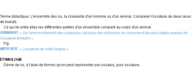 Définition ossature Emile Littré