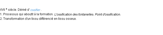 Définition ossification ACAD 1986