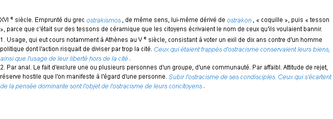 Définition ostracisme ACAD 1986