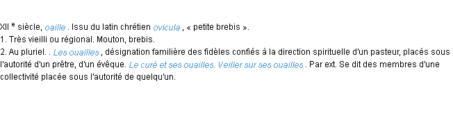 Définition ouaille ACAD 1986