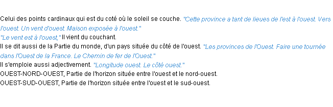 Définition ouest ACAD 1932