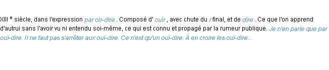 Définition ouï-dire ACAD 1986