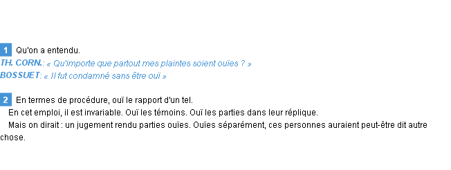 Définition ouï Emile Littré