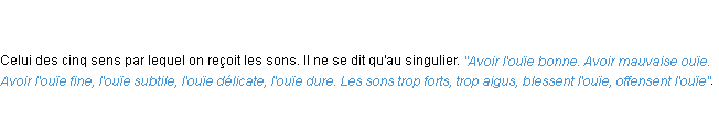 Définition ouïe ACAD 1798