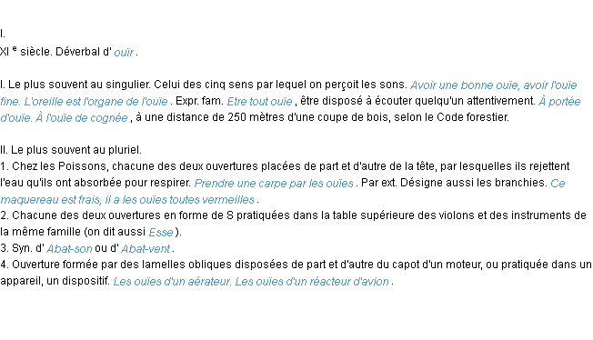 Définition ouïe ACAD 1986