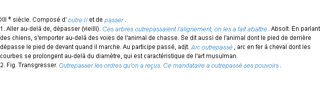 Définition outrepasser ACAD 1986