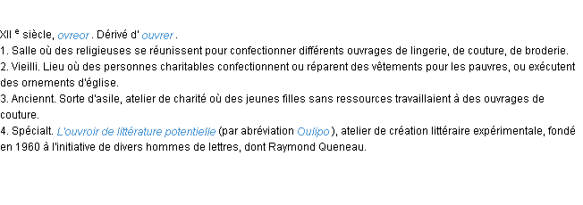 Définition ouvroir ACAD 1986