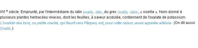 Définition oxalide ACAD 1986