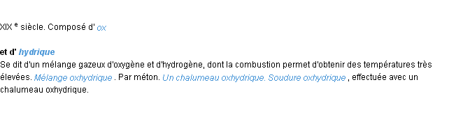 Définition oxhydrique ACAD 1986