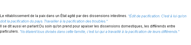 Définition pacification ACAD 1835