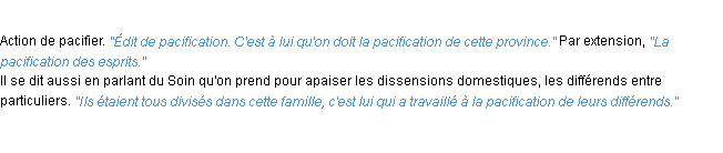 Définition pacification ACAD 1932